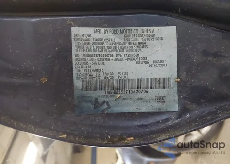 2001 Mercury Sable Ls Premium z USA, uszkodzony, nr VIN 1MEHM55S71G620706